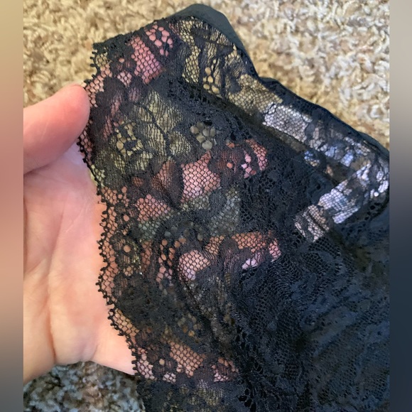 New VICTORIAS SECRET Silver Black String Bikini PANTY size M Lace back NWT - Picture 8 of 8